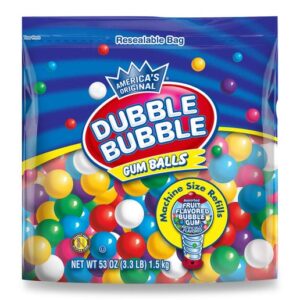 Dubble Bubble 1/2" Gumballs Assorted 3.3lb Bag Bulk